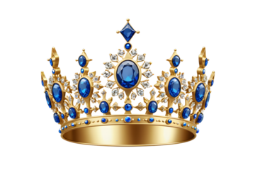 Luxurious Gold Crown with Exquisite Blue Jewels