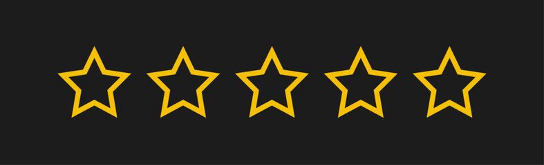 Star rating in gold outline isolated. Stars in modern simple flat style vector