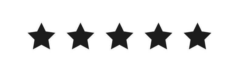 Black star rating  isolated. Stars in modern simple flat style vector