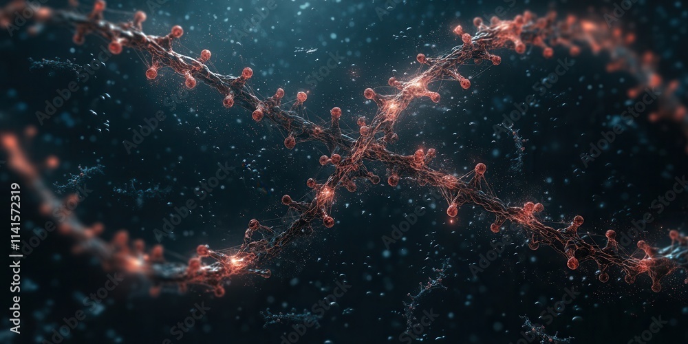 Aufkleber A mesmerizing visualization of molecular structures in a cosmic backdrop, showcasing intricate patterns and vibrant colors that represent scientific concepts.
