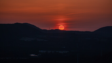 sunset over the mountains