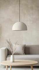 Minimalist living room with soft lighting and natural decor accents