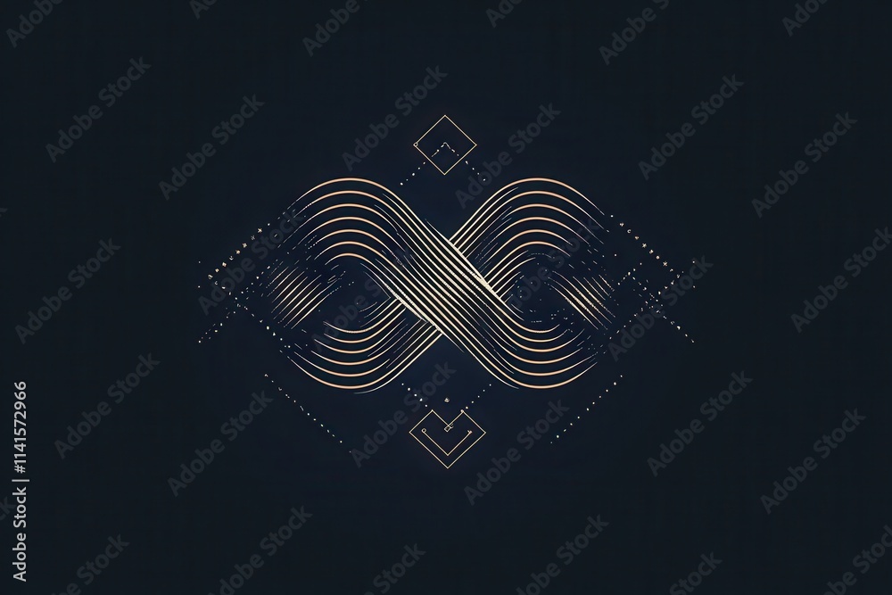 Poster a minimalist design featuring an infinity symbol created with flowing lines, set against a dark back