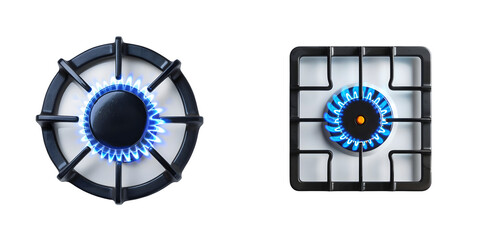 gas hob Top view isolated on a white background. Generative AI.