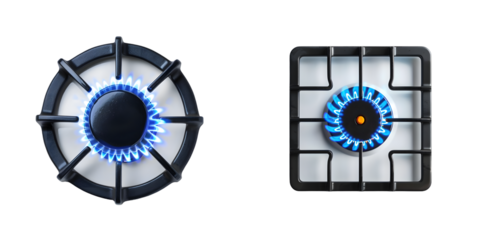 gas hob Top view isolated on a white background. Generative AI.