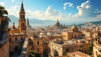 Fototapeta premium Medieval Morella: Ancient castle, old town, cityscape detail.