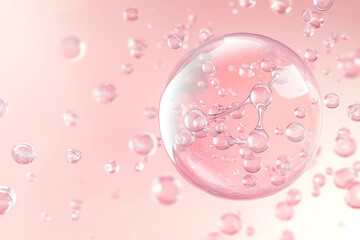 A 3D rendering of a molecule inside a collagen bubble.