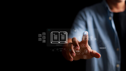 Education concept for success. E-learning program certificate and online education learning workshop training.