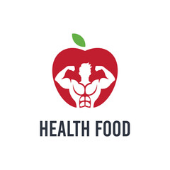 Bodybuilder Logo inside an apple