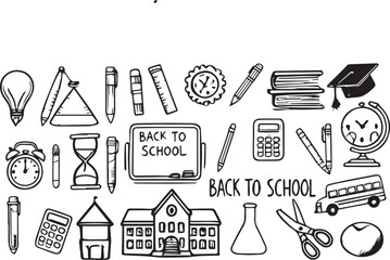 hand drawn school, doodle and back to school  VECTOR ILLUSTRATION