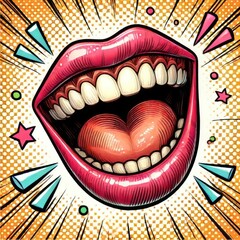 Vibrant pop art expression of a heartfelt smile digital artwork colorful background bold design