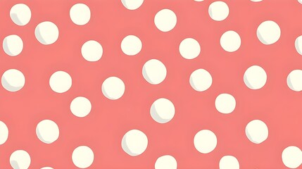A seamless polka dot pattern with white dots on a light pastel pink background for a playful, clean design. 