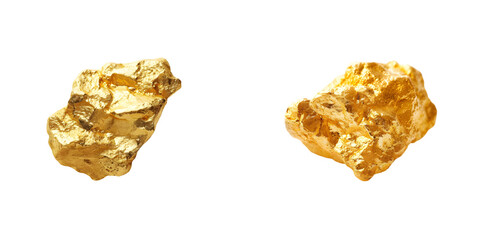 Gold nugget isolated on a white background. Generative AI.