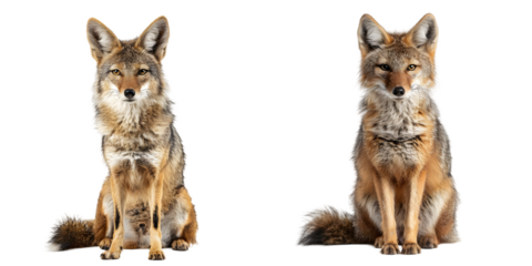 Golden jackal isolated on a white background. Generative AI.