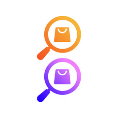 Modern logo Magnifying glass and shopping bag