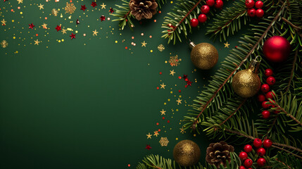 Merry Christmas theme, Christmas tree, banner，Close up of decorative christmas tree	
