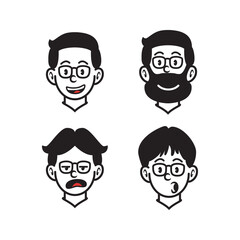 Retro cartoon smile face pack 30s 50s 60s illustration character design with vintage style for logo, MASCOT, avatar and tshirt design illustration . smiley carichature with dope style