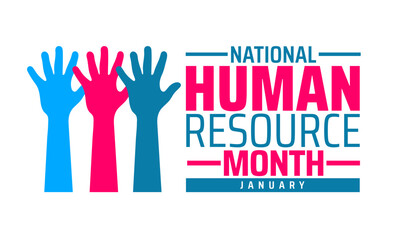 Fototapeta premium National Human Resource Month background banner or poster design template. observed every year in January. Holiday concept. Use to any Template, card, poster, placard, template.