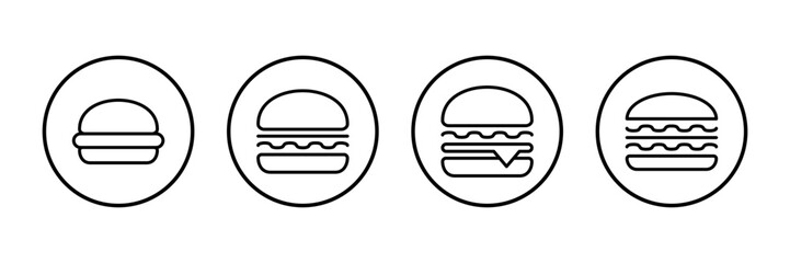 Hamburger icon vector isolated on white background. Burger and hamburger icon. Fast food vector icon