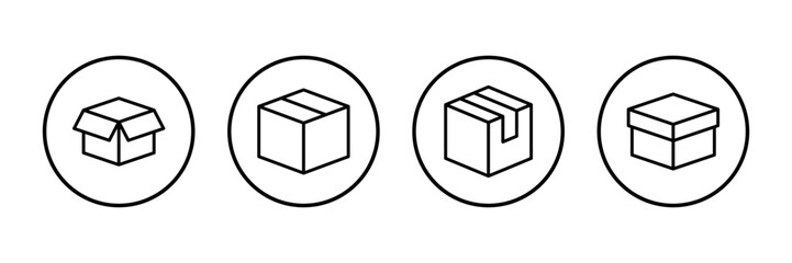 Box icon vector isolated on white background. Cardboard box, packaging open. Box vector icon