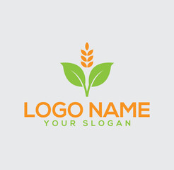 Agriculture,Organic wheat.Organic food.Green tree icon on color background