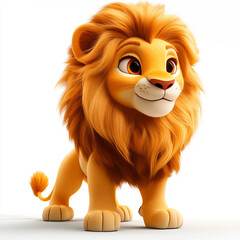 Obraz premium Cute 3D Lion Animated Character Illustration