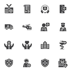 Medical assistance vector icons set