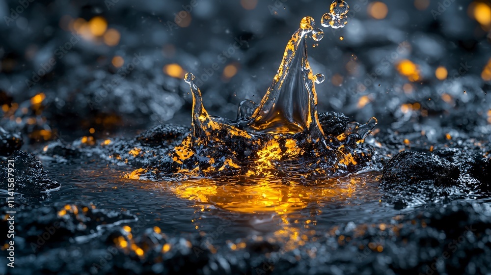 Poster liquid coating glows softly as it dries artistic setting close-up view nature's beauty abstract conc