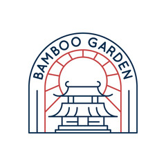 Simple Logo with Bamboo garden restaurant icon. Simple oriental bamboo restaurant logo icon for social media, app, and web design. Vector illustration