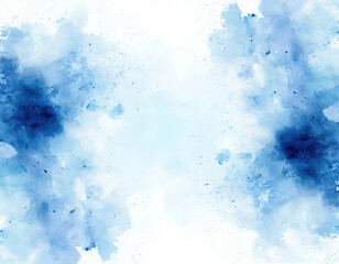Watercolor paint on white background abstract spots and stains. color blue