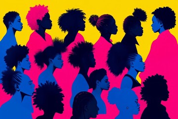 Obraz premium Diverse Women, Abstract Portrait, Social Issues Celebrating Diversity, Identity, And Empowerment
