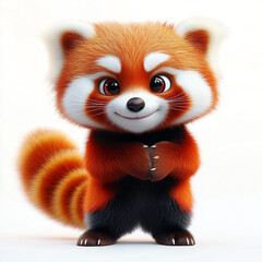 Obraz premium Cute 3D Red Panda Animated Character Illustration