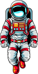 Astronaut Spaceman Cartoon Character Illustration for sticker, badge, patch, banner, greeting card, invitation