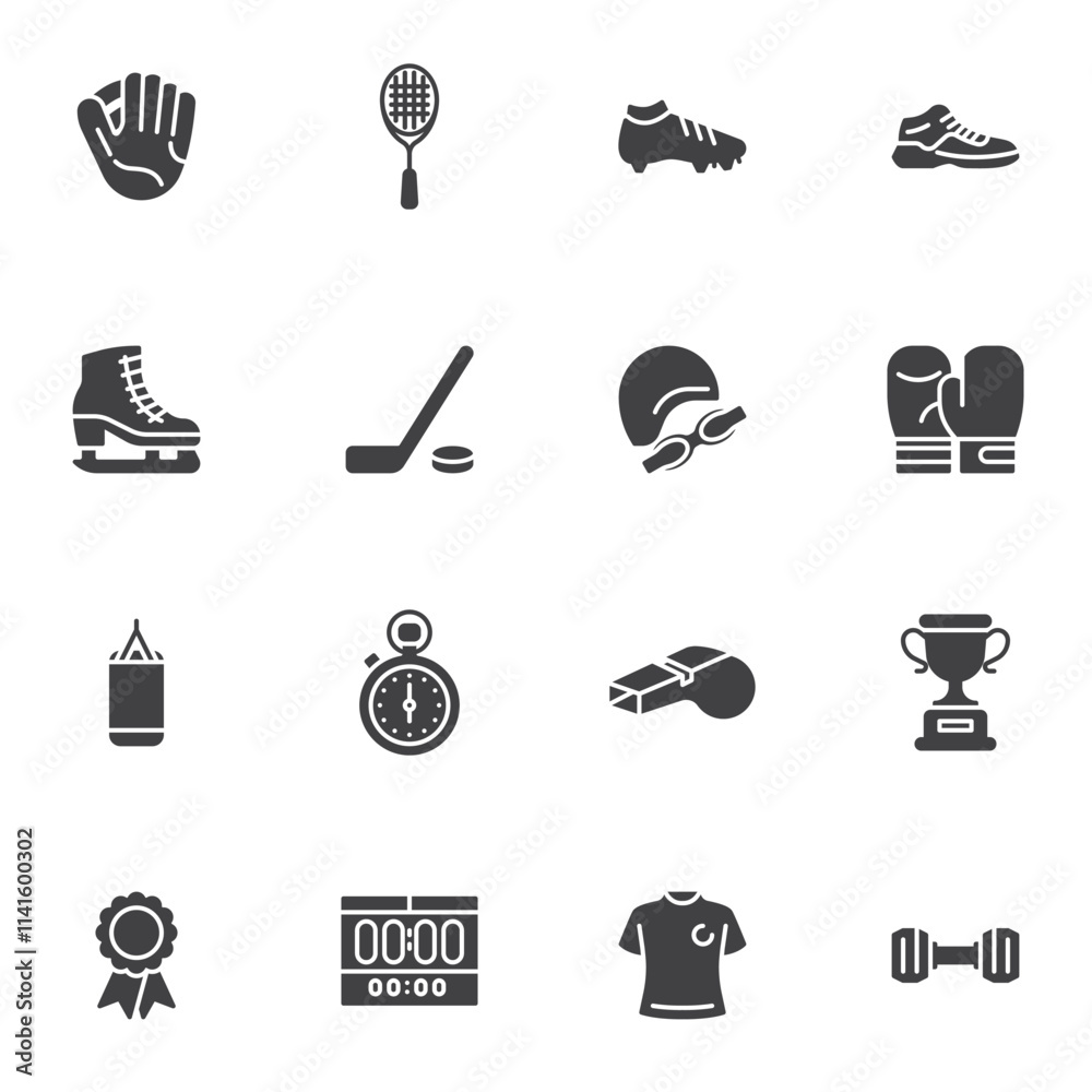 Wall mural Sports equipment vector icons set