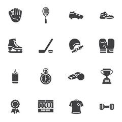 Sports equipment vector icons set