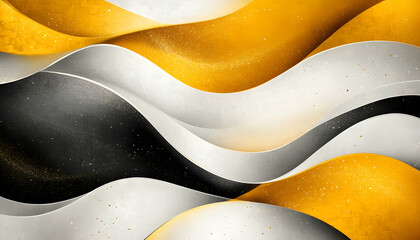Obraz premium Abstract Gold, Black, White Wave Background Illustration