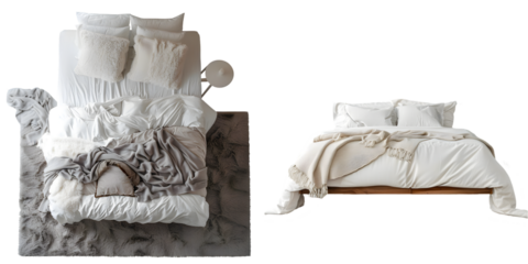 bed in carpet on white background. Generative AI.