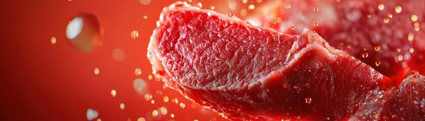 Artistic Close-Up of a Juicy Medium Rare Steak, Perfectly Sliced to Showcase its Tender Texture and Rich Color
