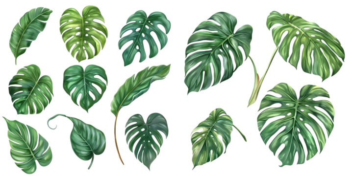 jungle tropical leaves collection. Generative AI.