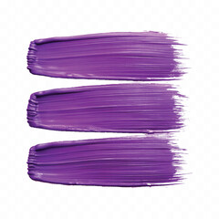 3d Realistic different colour paint brush strokes isolated on white background