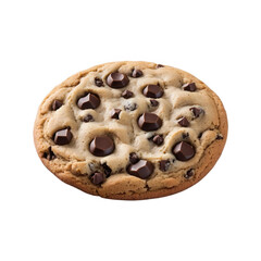A chocolate chip cookie isolated on a transparent background, perfect for dessert, baking, and food-related designs.