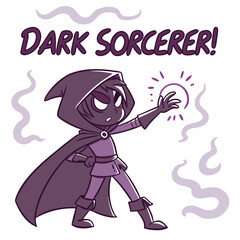 Animated Dark Sorcerer Character in Mysterious Purple Theme Casting Magical Spell