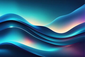 Dark blue gradient wave neon abstract background