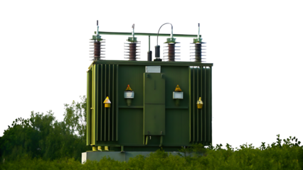 high voltage electric power supply isolated on white Background PNG.AI GENERATED