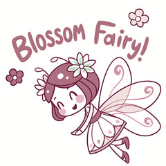 Adorable Cartoon Blossom Fairy Character with Colorful Wings and Cheerful Expression
