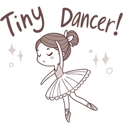 Cute Cartoon Illustration of a Tiny Dancer with Ballerina Outfit and Elegant Pose