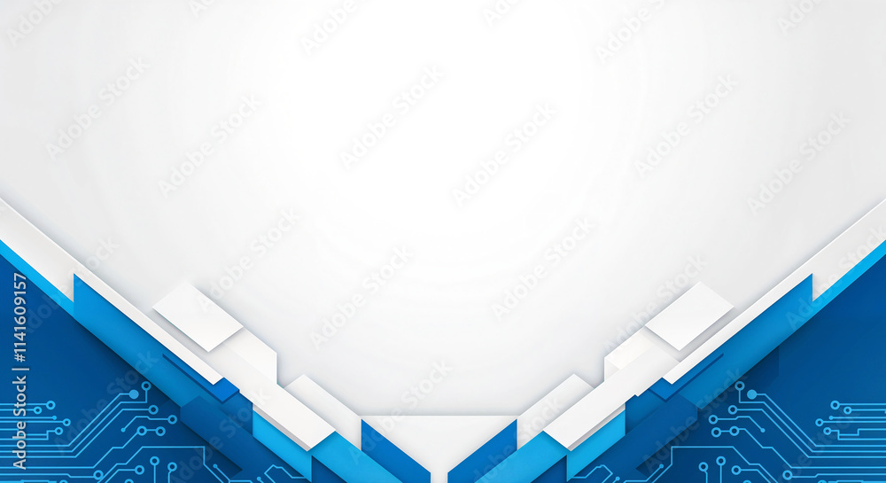 Poster abstract hi-tech background with blue geometric tech shapes and lines with empty space for text. gen