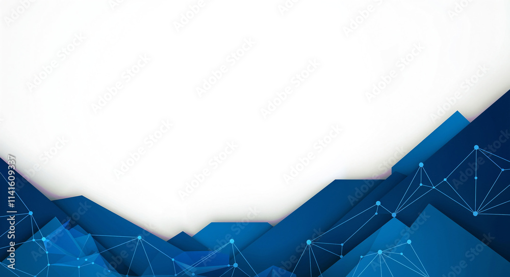 Poster abstract hi-tech background with blue geometric tech shapes and lines with empty space for text. gen