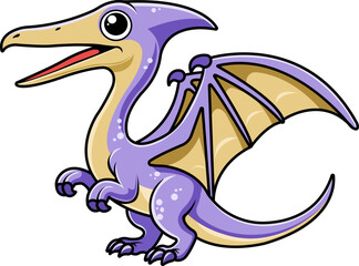 Funny Pterodactyl Dinosaur Cartoon Character Illustration