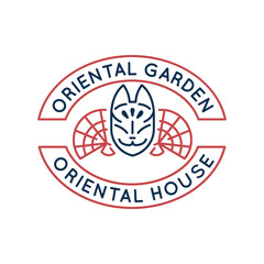 Simple Logo with Oriental garden restaurant icon. Simple logo with oriental garden restaurant icon for social media, app, and web design. Vector illustration